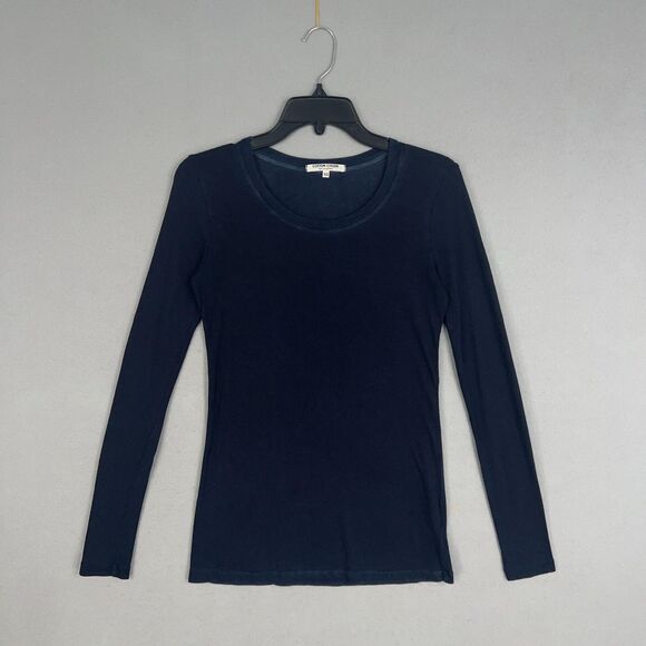 Cotton Citizen Shirt Womens XS Navy Blue Marbella Long Sleeve Minimal Basic USA - Picture 2 of 14